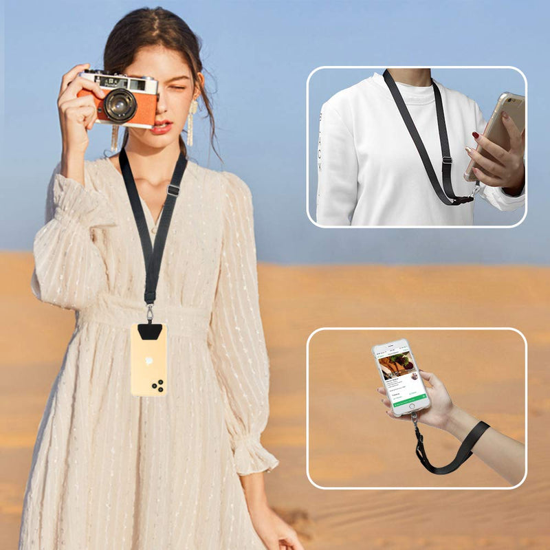 [Australia - AusPower] - Doormoon Phone Lanyard, Universal Adjustable Neck Straps for Phone Case Keys ID Badges Compatible with iPhone, Samsung, Motorola, LG & Most Smartphones, 2 Pack,Black Black Black Black 