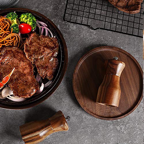[Australia - AusPower] - Acacia Wood Salt and Pepper Grinder Set, Manual Pepper mill, Refillable, Adjustable Coarseness Ceramic Rotor, with Wooden Stand Holder Tray 