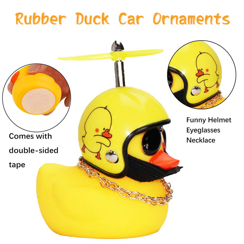 [Australia - AusPower] - wonuu Rubber Duck Car Ornaments, 5Pcs Yellow Duck Car Dashboard Decorations Squeeze Duck Bicycle Horns with Propeller Helmet (5 Pack-Combination 1) B-combination 