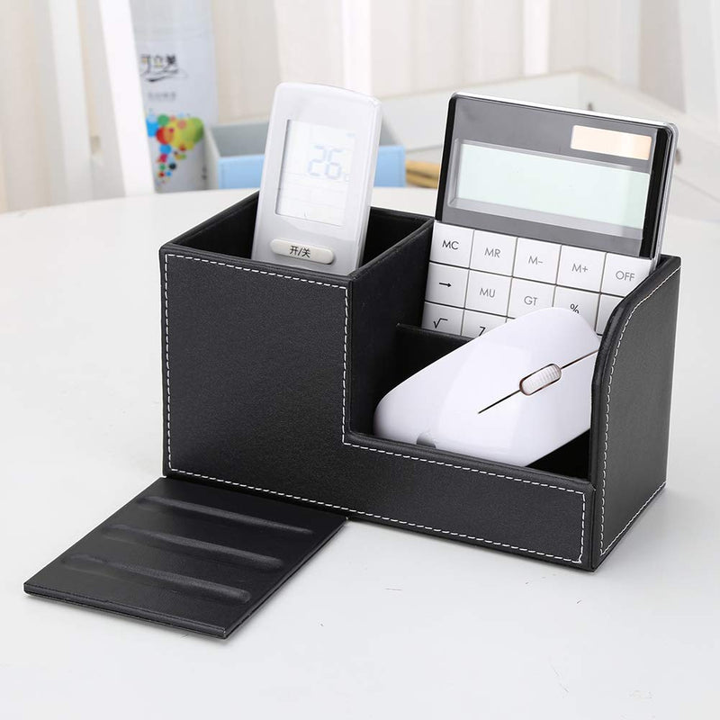 [Australia - AusPower] - GORESE Leather Desk Organizer, Multifunctional Pen Organizer for Home and Office,Pen Holder for Desk, Office Supply Caddy for Scissors, Note,Clips and Stapler(Black-1918) 