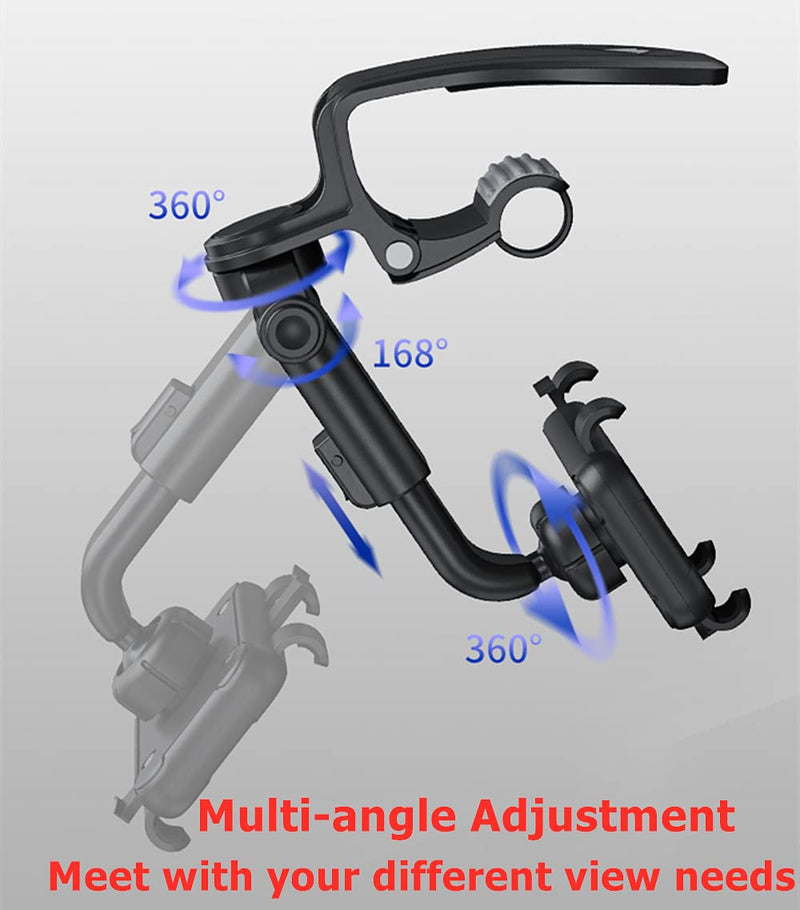 [Australia - AusPower] - Cell Phone Stand Car Phone Holder Mount, Upgraded Adjustable Arm Cradles 360° Rotation Car Mount Holder, HiYi Multifunctional Auto Dashboard Sun Visor Rearview Mirror Steering Wheel Clip Holder 