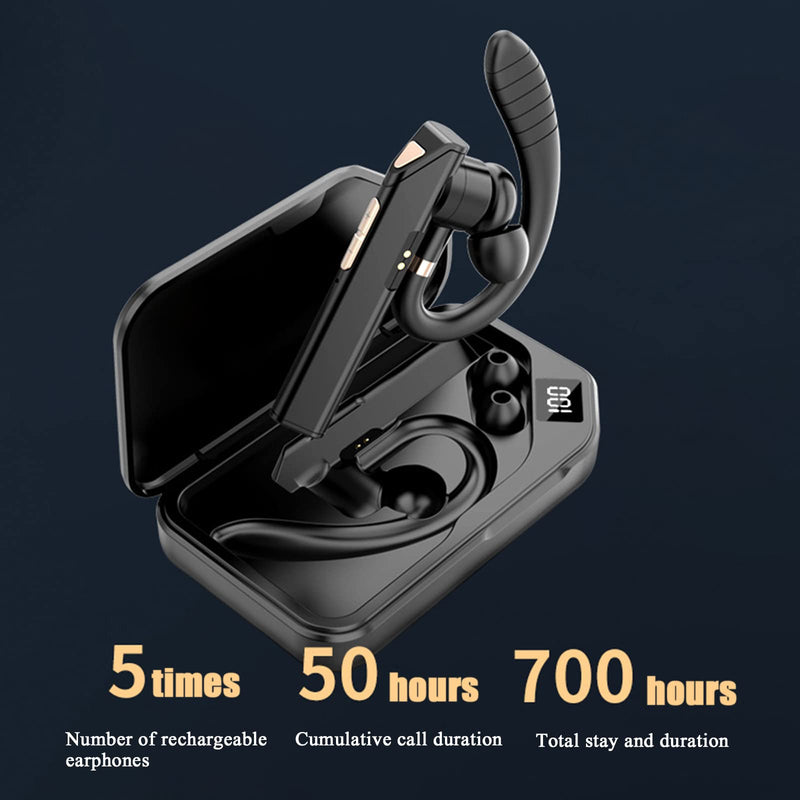 [Australia - AusPower] - K3 Bluetooth Headset V5.1, [Upgraded] Single-Ear Bluetooth Earpiece 108 Hrs Playtime with Charging Case, Ear Earphones with Noise Canceling Dual-Mic, for Business,Office and Driving, 