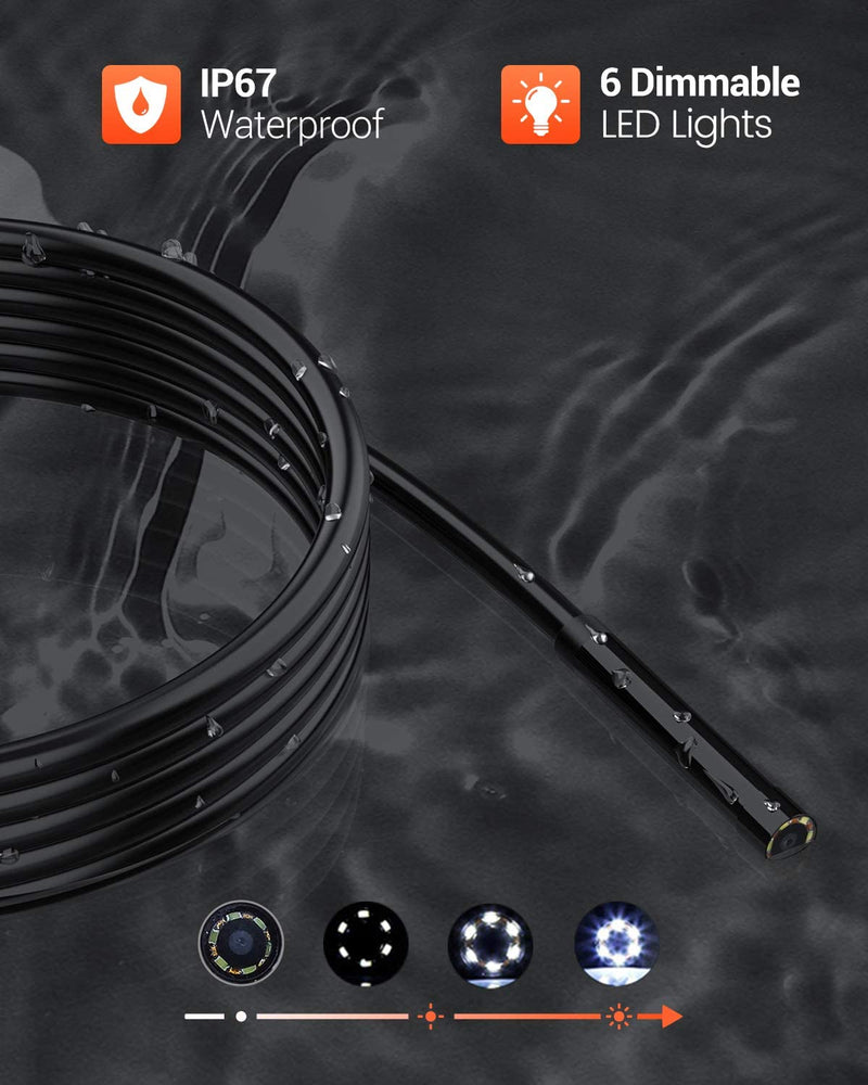 [Australia - AusPower] - Wireless Endoscope Camera, DEPSTECH 5.5mm WiFi Borescope with 2200 mAh Battery, 1080P HD Semi-Rigid Snake Camera for iPhone, Android, Tablet, Sewer Drain Pipeline Inspection Camera(16.5FT) 