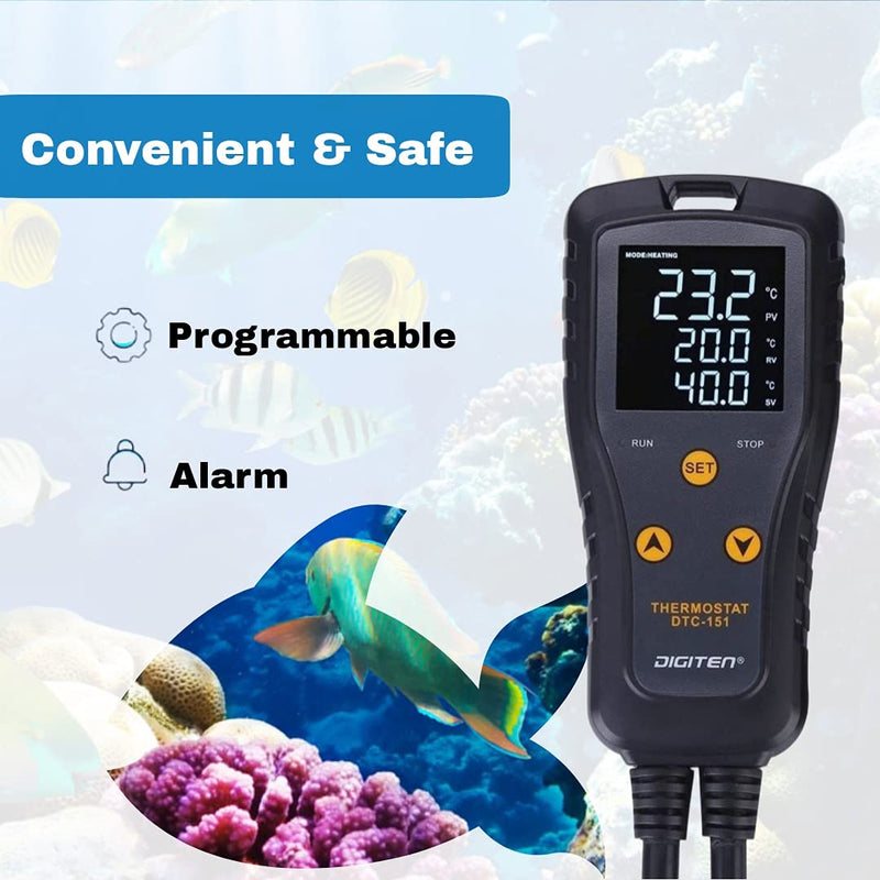 [Australia - AusPower] - DIGITEN DTC151 Temperature Controller Plug-in Thermostat Cooling Heating Temperature Controller Outlet GreenhouseThermostat for Germination Incubation Homebrewing 15A Temperature Controller 