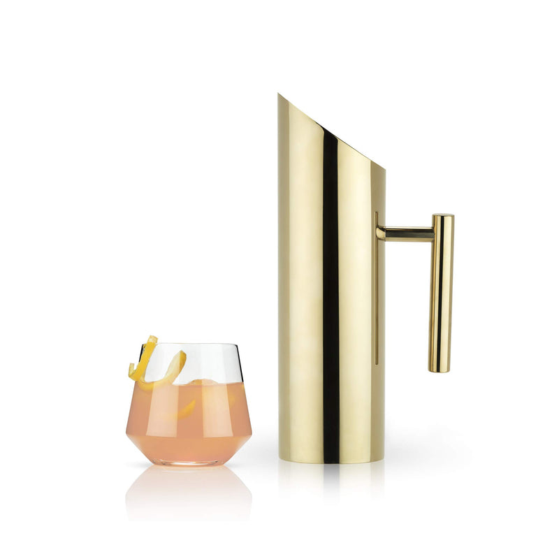 [Australia - AusPower] - Viski Gold, Modern Drink Carafe, Stainless Steel 26 Ounces, Pitcher with Handle, Plated, Set of 1 Gold Pitcher 