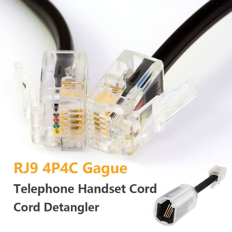 [Australia - AusPower] - Telephone Handset Cord Detanglers,Uvital 2 Pack Landline Handset Cord Cable 10Ft Uncoiled(1.2 Ft Coiled) and 2 Pack Anti-Tangle Telephone Cord Untangler 360 Degree Rotating Swivel Cord(Black) 2Pack Telephone Cord+2Pack Telephone Cord Detangler 
