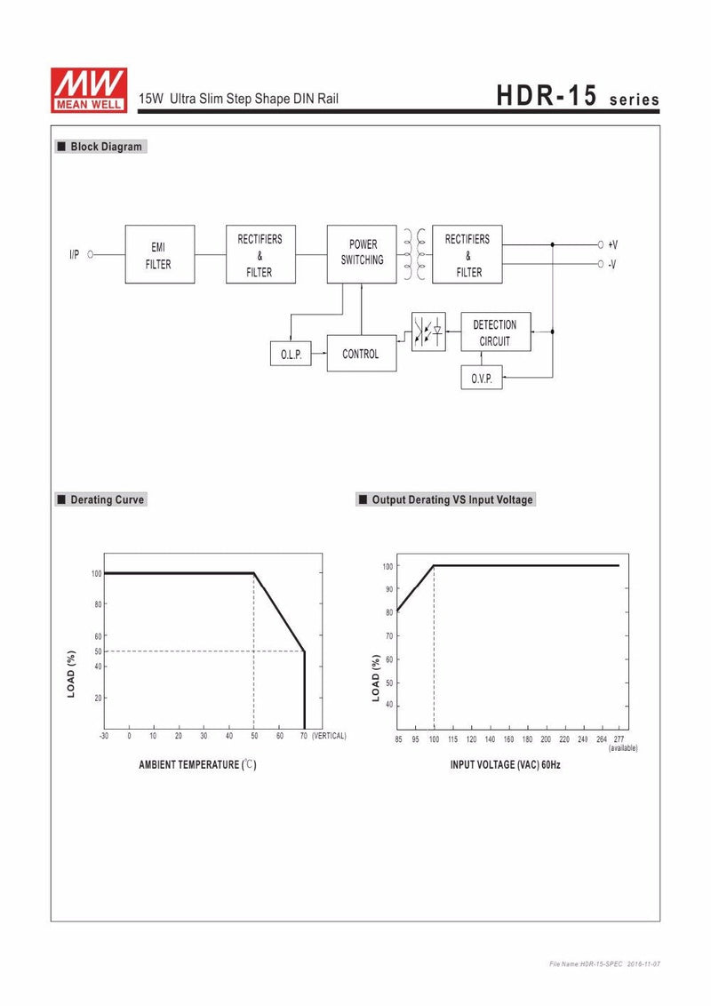 [Australia - AusPower] - MEAN WELL Ultra Slim Step-Shape 1SU DIN Rail Power Supply, 12V 1.25A 15W - HDR-15-12 