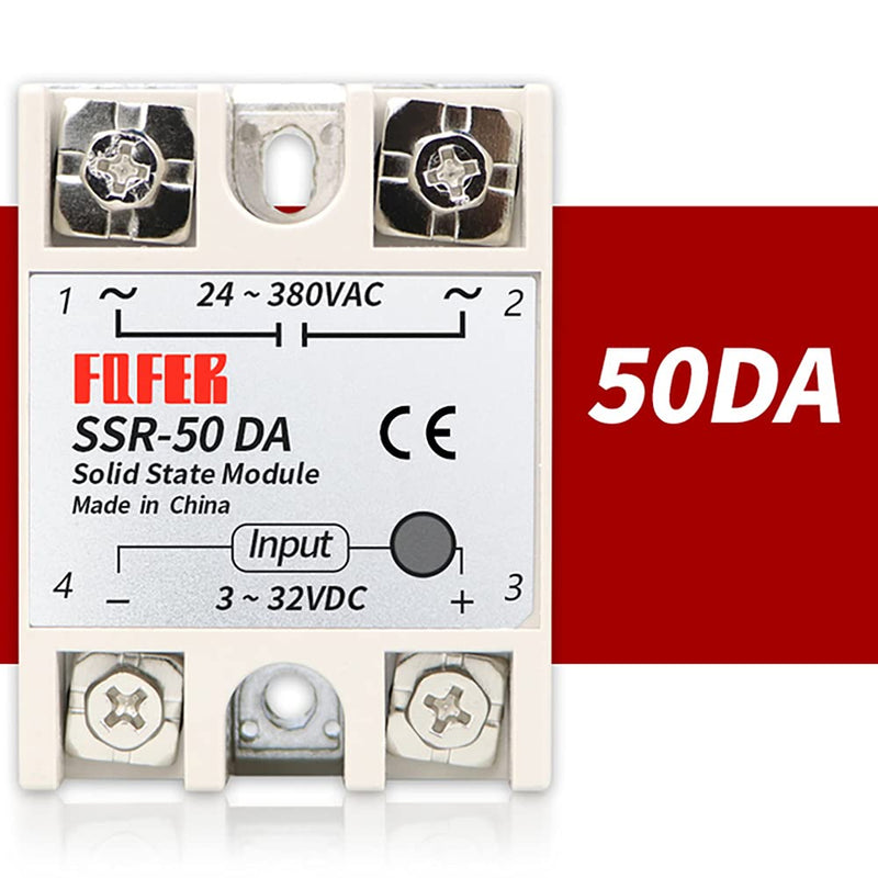 [Australia - AusPower] - Artshu Solid 2 PCS State Relay Module SSR-50DA 50A /250V 3-32V DC Input 24-380VAC Output 