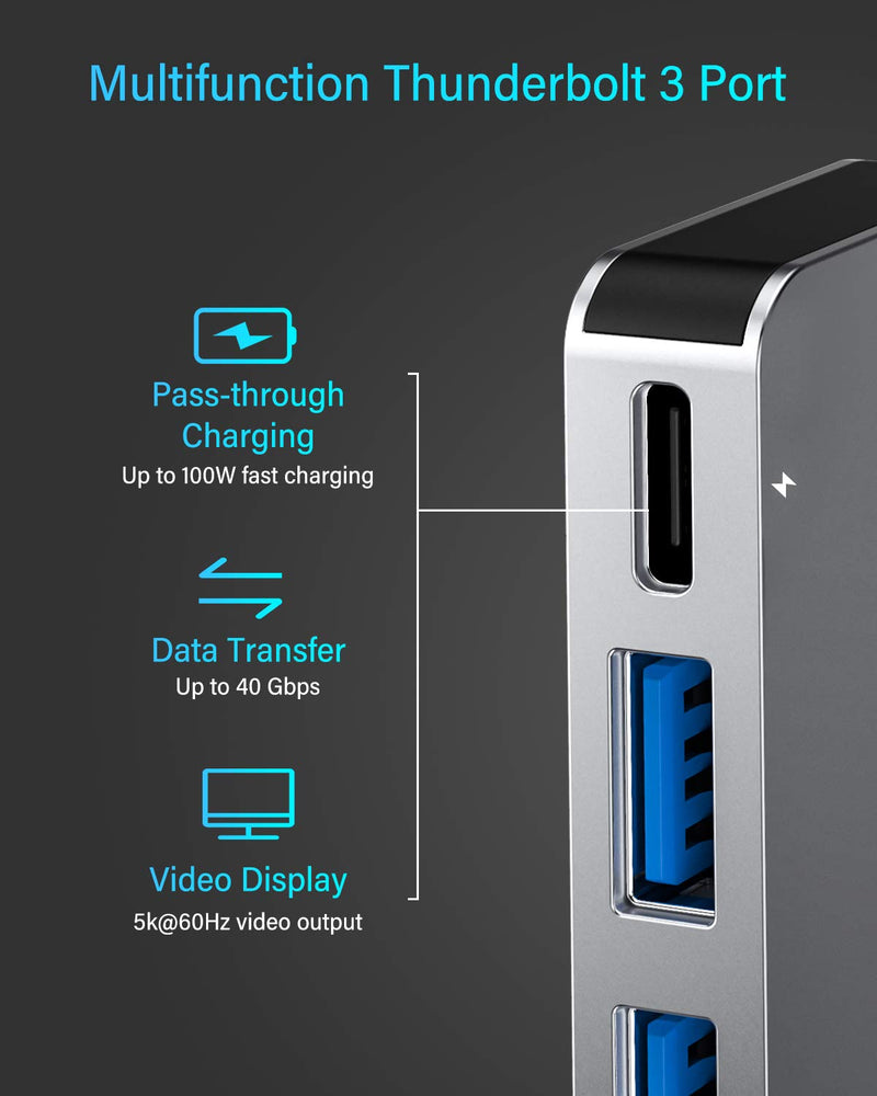 [Australia - AusPower] - MacBook Pro/Air USB Accessories with 3 USB 3.0 Ports, TF/SD Card Reader, Thunderbolt 3 PD Port, USB C Adapter for MacBook Pro/Air 13" 15" 16" Compatible with MacBook Pro/Air 2021-2016 