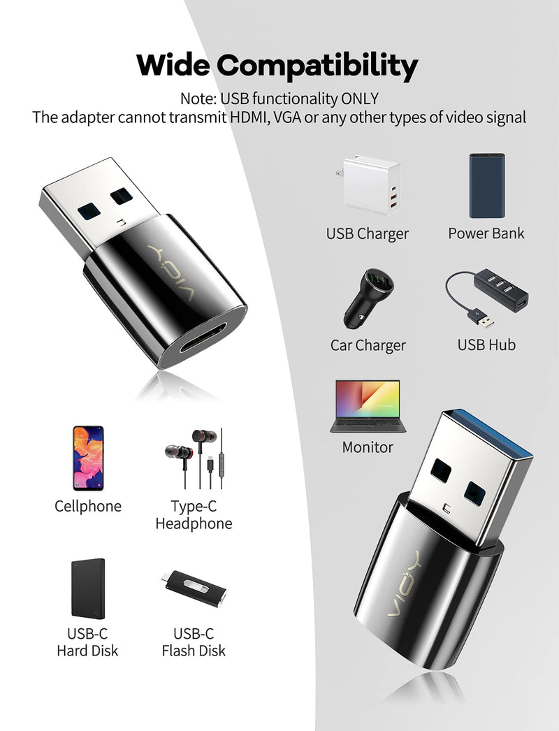 [Australia - AusPower] - UCB C Female to USB 3.0 Male Adapter 2 Pack, VIOY Type C to A Charger Cable Adapter Compatible with iPhone 11 12 Pro Max Mini, Samsung Galaxy S20 etc, Google Pixel 5 4, iPad Air Pro, Coffee Brown Dark Coffee 
