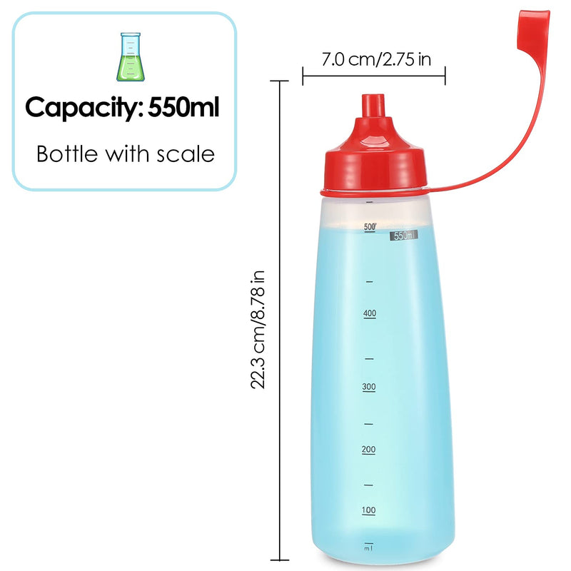 [Australia - AusPower] - Condiment Squeeze Bottle Wide Mouth, Ondiomn 2 Pack 550ml Clear Squeeze Bottles for Condiments, Paint, Ketchup, Mustard, Oil, Sauces, Resin, Baking, Cake Decorating, Cleaning, BPA Free-Food Grade 19 oz(550 ml) 