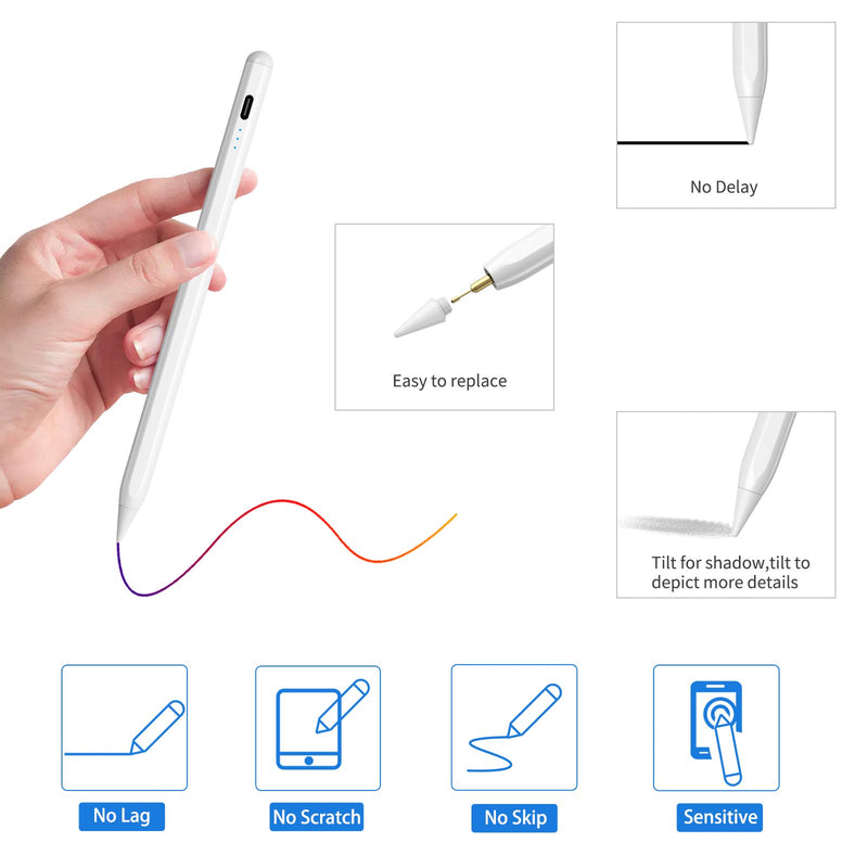 [Australia - AusPower] - Stylus Pen for iPad, Pen for iPad Pencil with Palm Rejection&Tilt,Drawing Pencil Compatible with 2018-2020 Apple iPad 6/7/8th Gen, iPad Pro(11/12.9’’),iPad Air 3rd/4th Gen,iPad Mini 5th,High Precise White16 