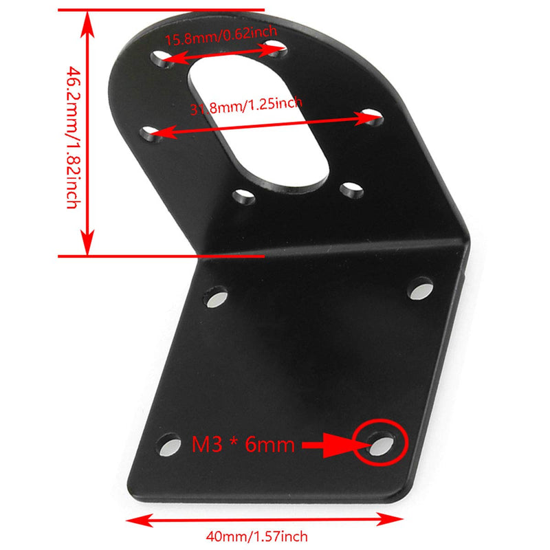 [Australia - AusPower] - DGZZI Gear Reduction Motor Holder 1Set Black 37mm DC Geared Motor Mounting L Shaped Bracket with 6mm Hexagonal Coupling and Mounting Screws 