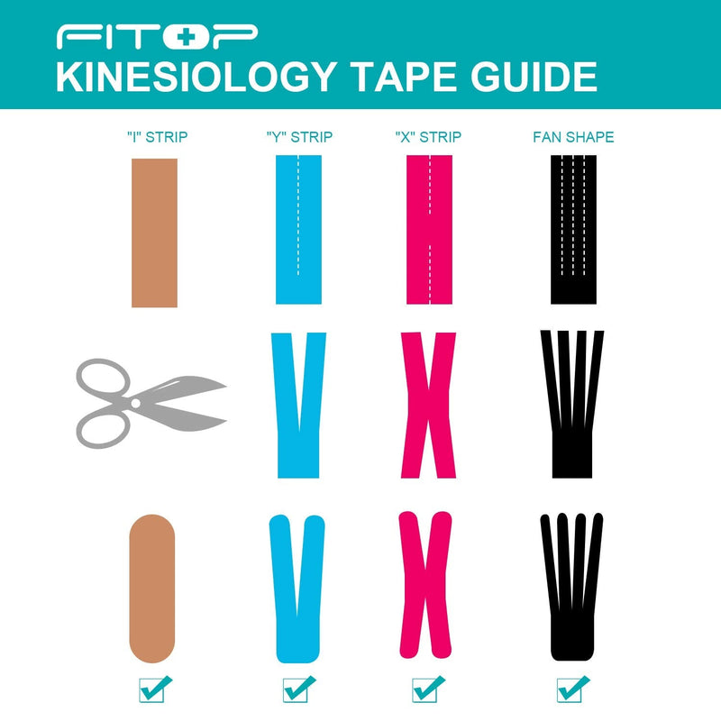 [Australia - AusPower] - FITOP Uncut Kinesiology Tape 4 Sports Tape (Pink, Blue, Black, Beige) 