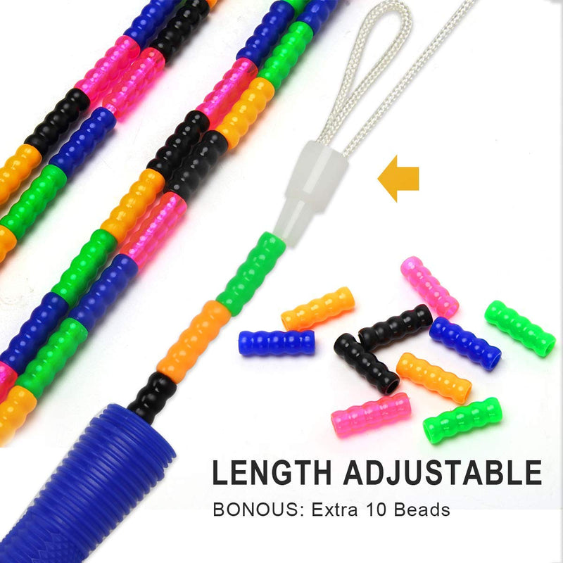 [Australia - AusPower] - Coolrunner 16 FT Long Jump Rope(2 PACK), Double Dutch Jump Rope, Soft Beaded Skipping Rope for Kids Adults, Plastic Segmented Jump Rope, Long Enough for 4-5 Jumpers(Rainbow) (Style 1) (Green) (Blue) Blue 