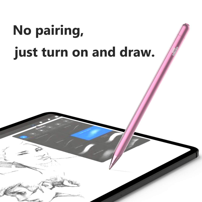[Australia - AusPower] - iPad Stylus, iPhone Stylus, Rechargeable Stylus Pen for All iPhone and iPad/iPad Mini/iPad Air/iPad Pro. 1.4mm Fine Tip for Drawing and Writing(Pink) Pink 