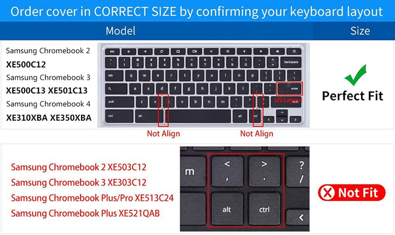 [Australia - AusPower] - Colorful Keyboard Cover for 2020-2017 Samsung Chromebook 4 3 XE310XBA XE500C13 XE501C13 11.6/Chromebook 4 15.6" XE350XBA/Chromebook 2 XE500C12/Chromebook Plus V2 XE520QAB XE521QAB 12.2", Rainbow 