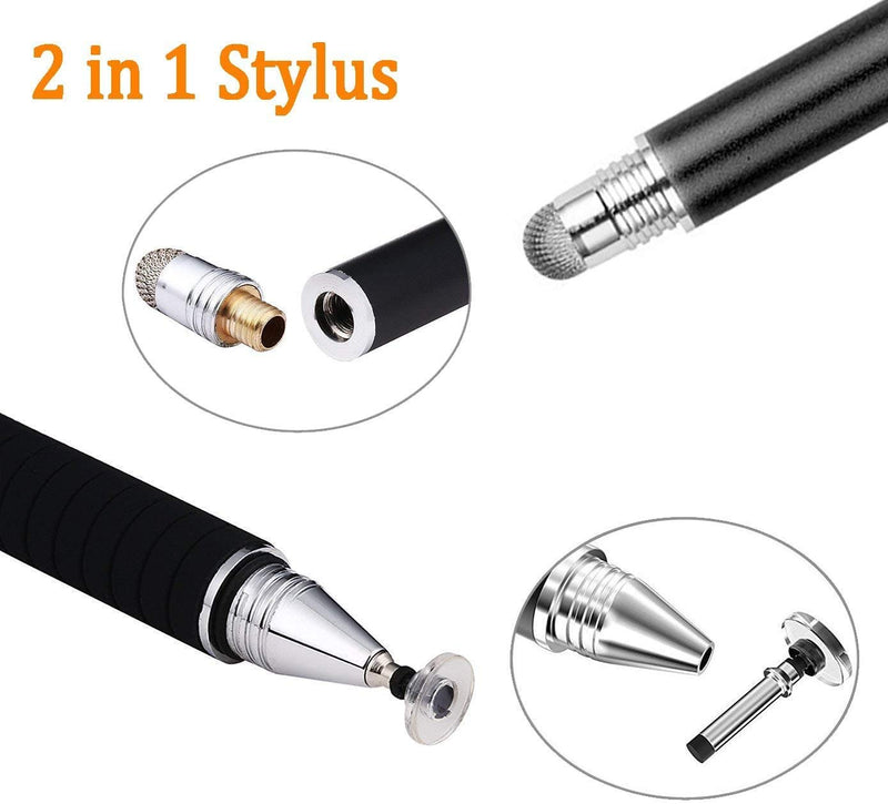 [Australia - AusPower] - Mixoo Capacitive Stylus Pen,(Disc and Fiber Tip 2-in-1 Series) High Sensitivity and Precision,Stylus for iPad,iPhone and Other Touch Screens Devices, Black 
