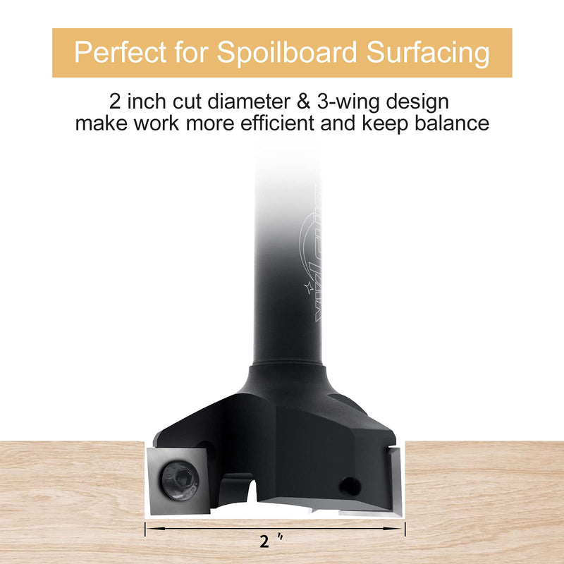 [Australia - AusPower] - CNC Spoilboard Surfacing Router Bit, 1/2" Shank 2" Cutting Diameter, Insert Carbide Slab Flattening Router Bit Planing Bit Wood Planer Bit by BINSTAK Matte 