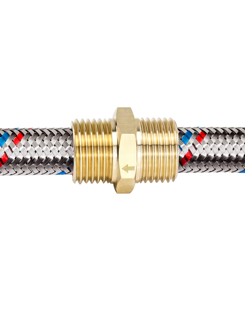 [Australia - AusPower] - QWORK 2Pcs Brass One-way Check Valve, 1/2" Male to 1/2" Male Thread of Backflow Preventer 1/2 inch Male to Male 