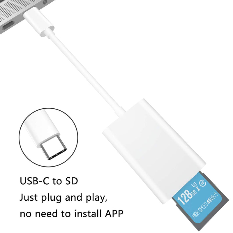 [Australia - AusPower] - VIMVIP USB-C to SD Card Reader, USB Type C to SD Camera Card Reader Adapter Compatible with IP@d Pro and More USB C Devices (White) 