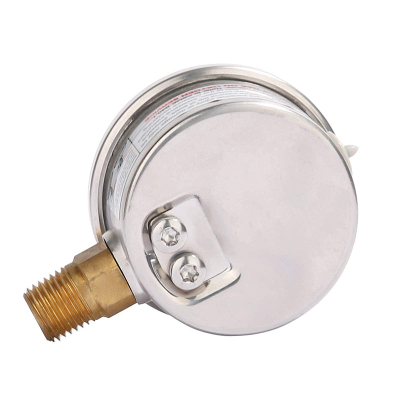 [Australia - AusPower] - Watflow 2" Dial Pool Filter Pressure Gauge, Glycerine Filled Pressure Gauge, Water Pressure Gauge, 304 Stainless Steel Case,1/4" NPT Lower Mount 2"SS Lower 