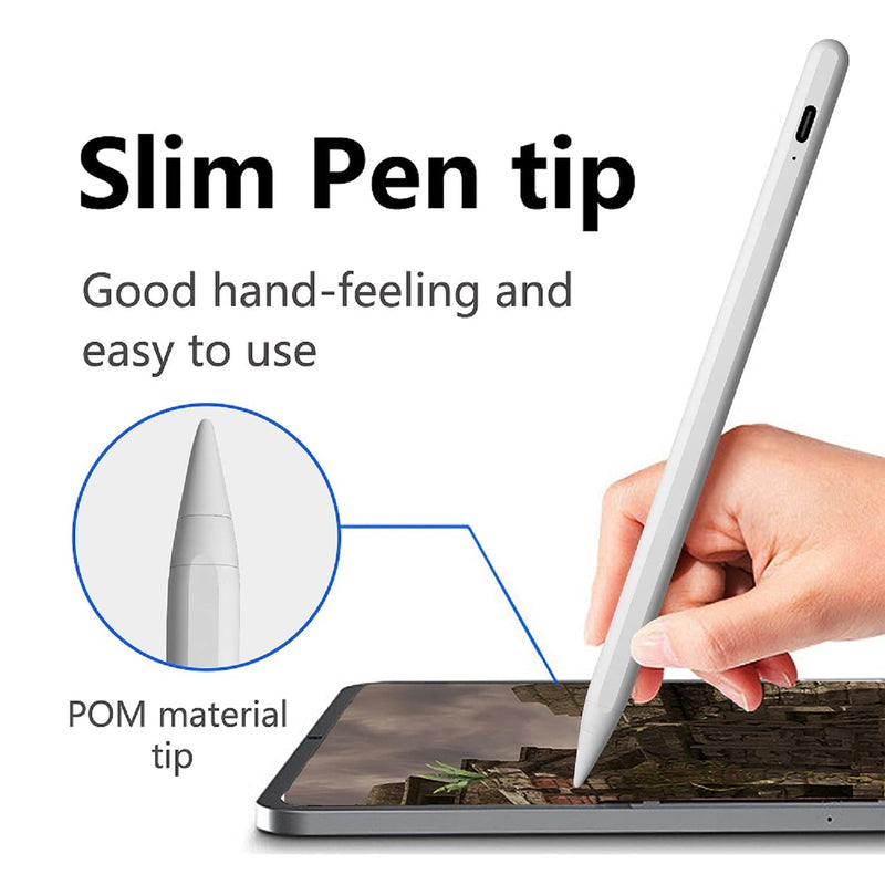 [Australia - AusPower] - Stylus Pen for Apple iPad (2018 and Later) with Precise Writing Drawing,Touch Pen with Palm Rejection,Tilting Detection and Magnetic Adsorption for iPad Pro 11/12.9 Inch,iPad 6/7/8th Gen,iPad Air 4th white 