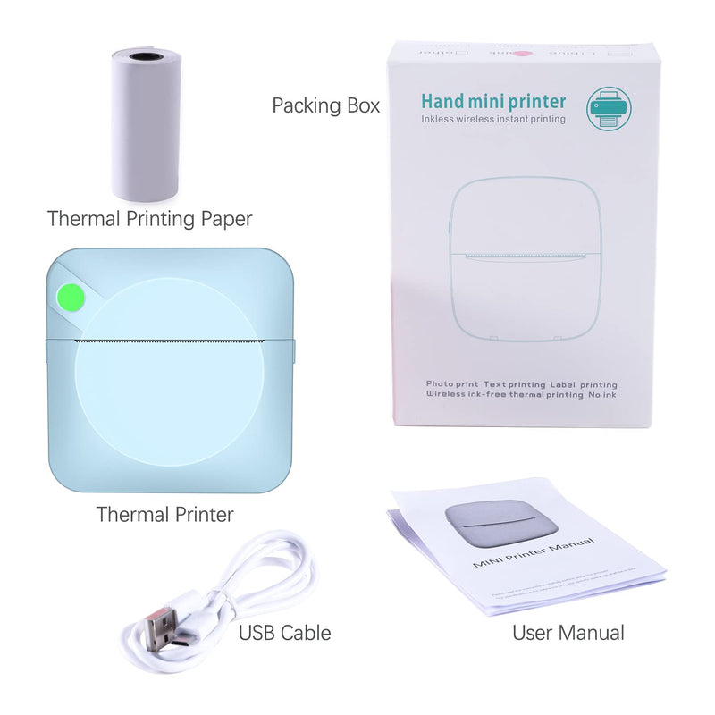 [Australia - AusPower] - EBSTL Mini Pocket Photo Printer for iPhone Android Pocket Printer Label Printer Portable Bluetooth Picture Thermal Printer for Printing Photo Label to-Do Lists Journal Scrapbook Blue 