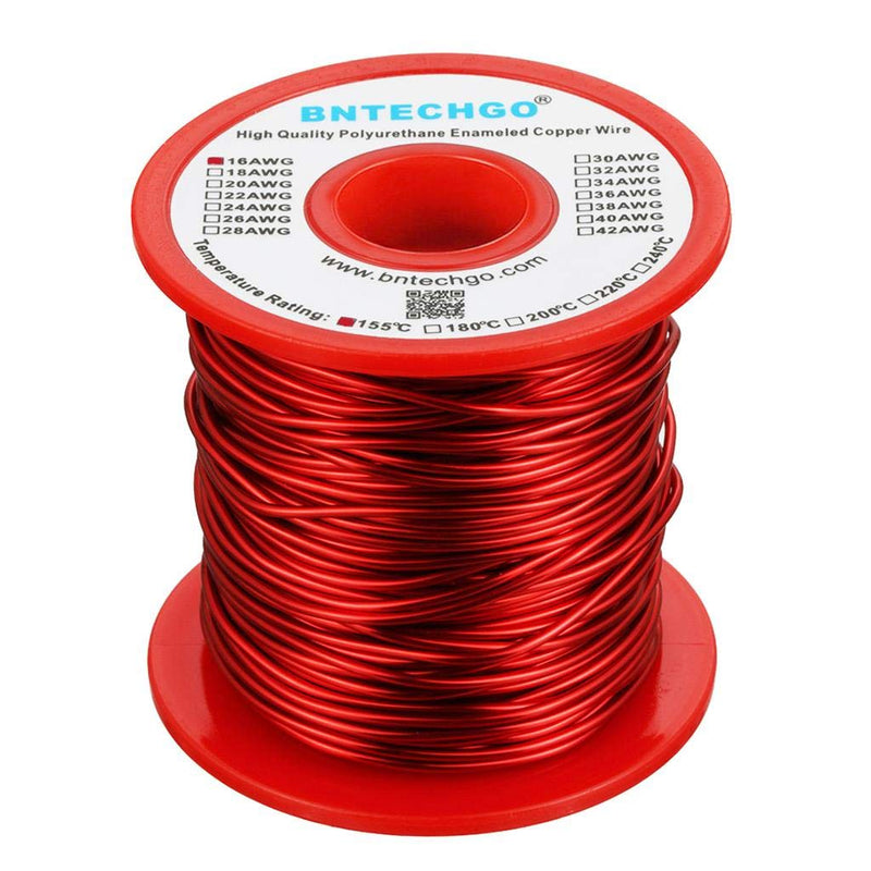 [Australia - AusPower] - BNTECHGO 16 AWG Magnet Wire - Enameled Copper Wire - Enameled Magnet Winding Wire - 1.0 lb - 0.0492" Diameter 1 Spool Coil Red Temperature Rating 155℃ Widely Used for Transformers Inductors 16 gauge enameled magnet wire 1 lb red 1 lb 