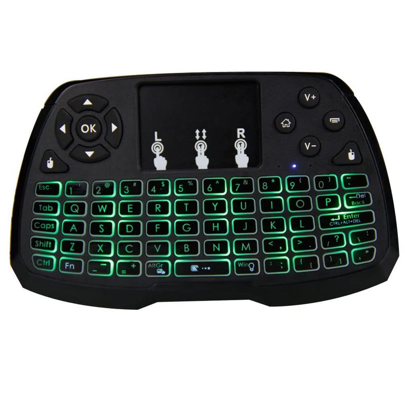 [Australia - AusPower] - Miritz 2.4GHz Wireless Mini Keyboard with Mouse Touchpad Remote Control, LED Backlit Colorful, USB Liion Battery Charging Black 