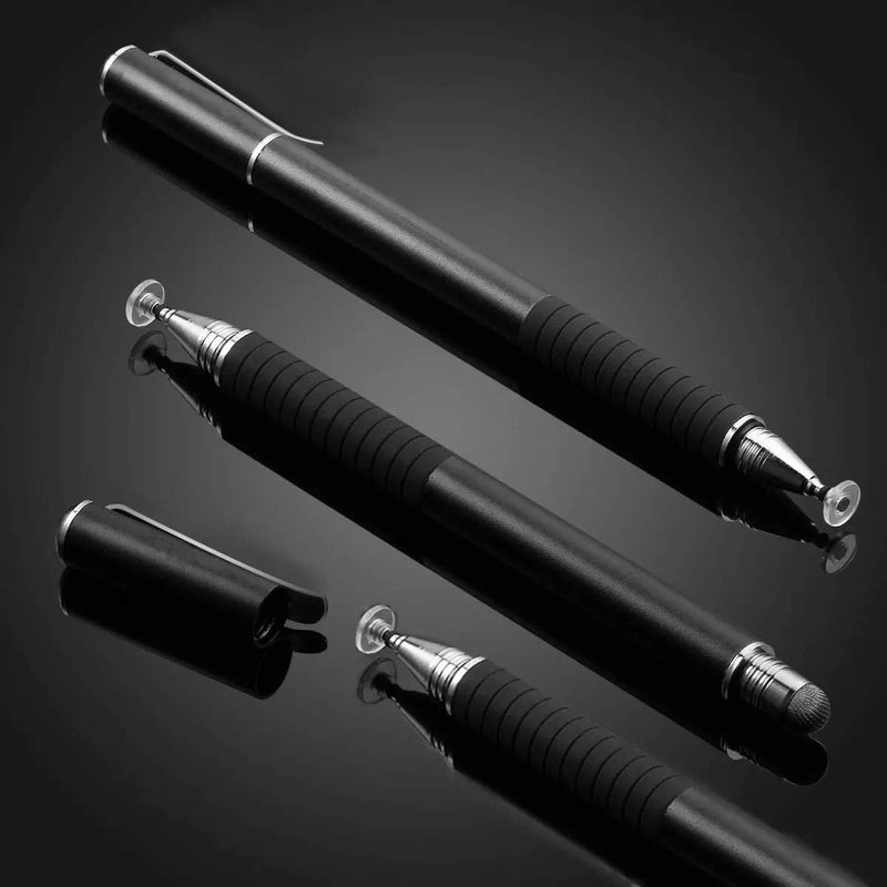 [Australia - AusPower] - Fine Point Disc Stylus Pen for Apple iPad Pencil, Compatible with iPhone, iPad, iPad Pro, Samsung Galaxy Cellphones & Tablets and All Other Touch Screen Devices (3Pcs with Extras) Black/Black/Black 