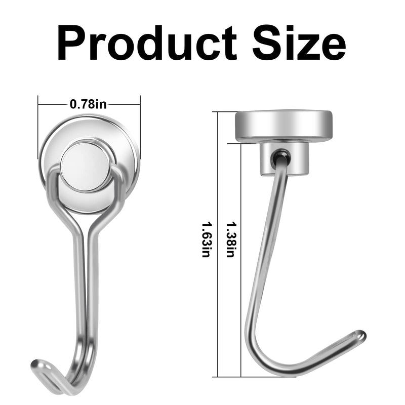 [Australia - AusPower] - Swivel Swing Magnetic Hooks, Strong Neodymium Rare Earth Heavy Duty Magnet Hook Perfect for Refrigerator and Other Magnetic Surfaces, Pack of 1 S-G16-1P Sliver 
