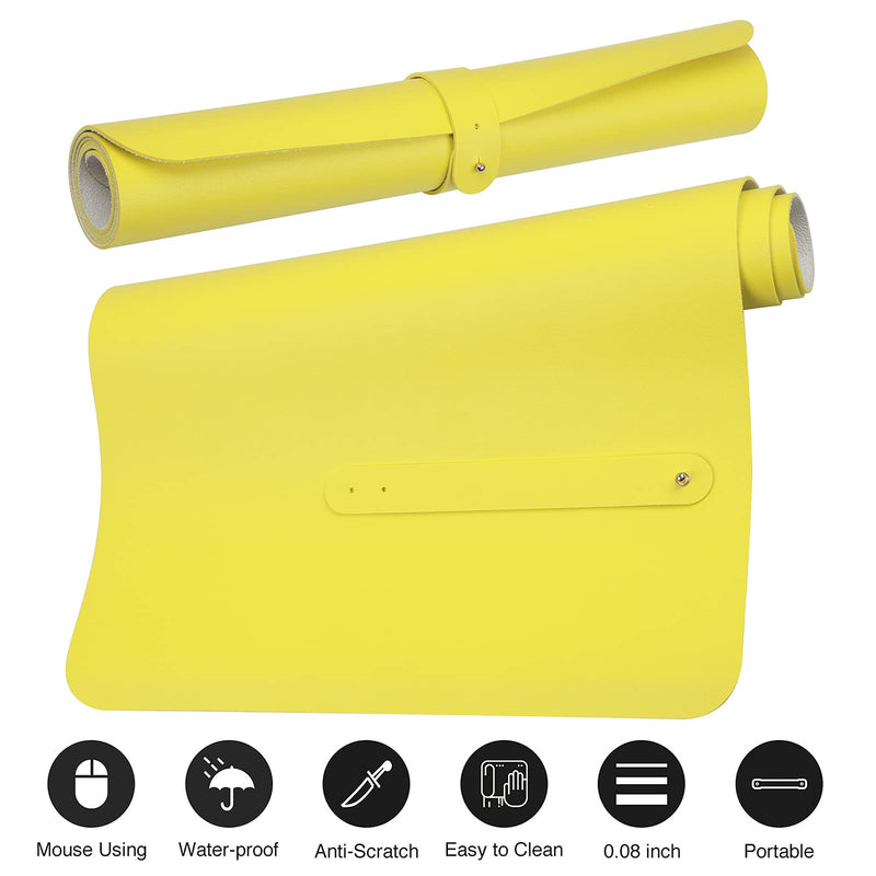 [Australia - AusPower] - Large Mouse Pad, Keyboard Pad，Desk Mat, Desktop Home Office Cute Decor Big Extended Laptop Protector Computer Accessories Pretty Waterproof PU Leather Mousepad 30"x 14"(Leather-Lemon) 
