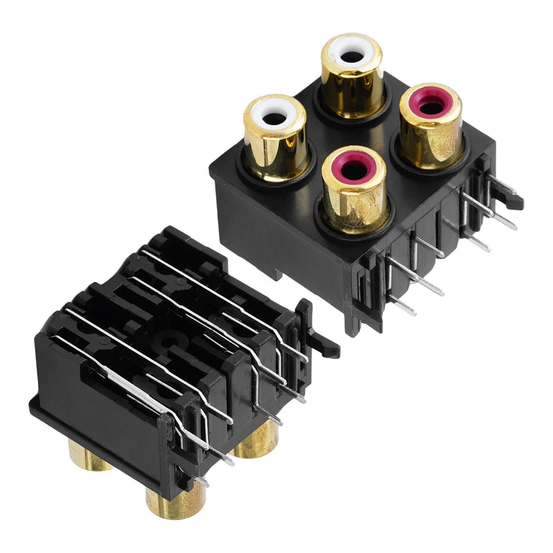 [Australia - AusPower] - Fielect 5Pcs RCA Female Jack 8 Pin PCB Mounted AV Concentric Outlet 4 RCA Female Socket Connector Stereo Audio Video Jack 4Pin 4holes AV-4 