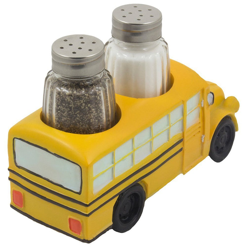 [Australia - AusPower] - Decorative Model School Bus Glass Salt and Pepper Shaker Set As Display Stand Holder Figurine for Unique Restaurant Dining Room & Kitchen Table Decor or Gifts for Teachers and Bus Drivers 