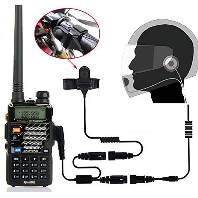 [Australia - AusPower] - BAOFENG Helmet Kit 2 PIN Full Face Motorcycle Headset Earpiece Mic, for BaoFeng/Ken Wood/WOU Xun/Pu Xing/Lin ton Two Way Radio Walkie Talkie, Black 