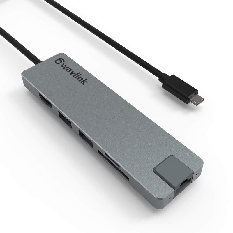 [Australia - AusPower] - WAVLINK USB C Hub, 7-in-1 Type C Adapter with 4K HDMI, RJ45 Gigabit Ethernet, USB 3.0, USB 2.0, SD/TF Card Reader, 100W PD Mini Docking Station for MacBook Pro/Air and USB-C Windows Laptops 7-in-1 HDMI+RJ45+100W 