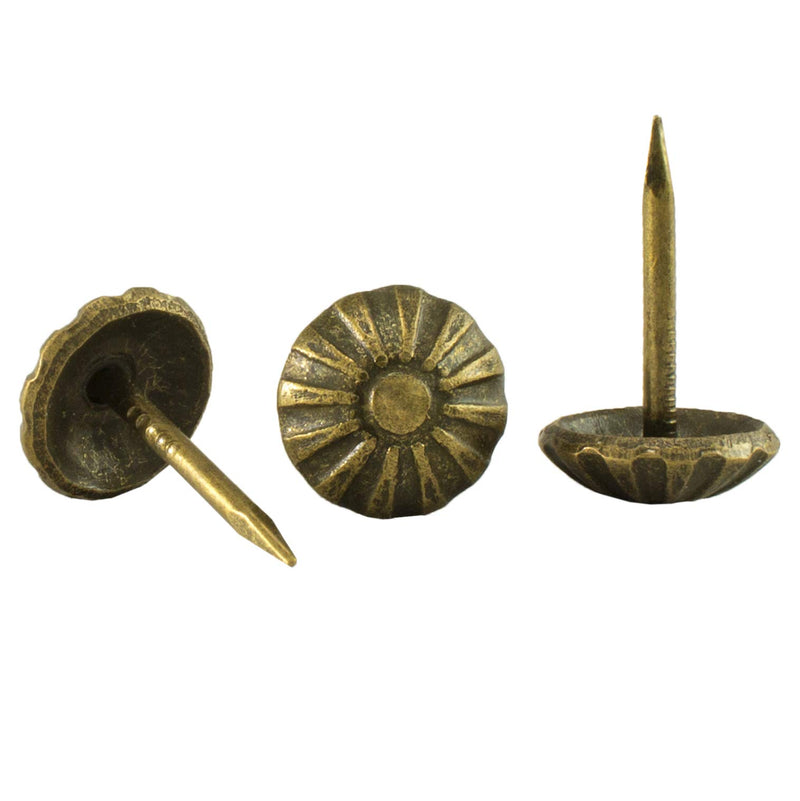 [Australia - AusPower] - decotacks® Upholstery Tacks, Furniture Nails, Pins 7/16" Head Diameter - 100 Pcs [Antique Brass Daisy] DX54AB 