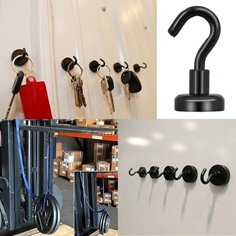 [Australia - AusPower] - FINDMAG 25 LBS Black Magnetic Hooks Heavy Duty, Neodymium Magnet Hooks, Strong Magnetic Hooks for Hanging, Magnet with Hooks for Home, Kitchen, Workplace, Office - 8 Pack Set of 8 