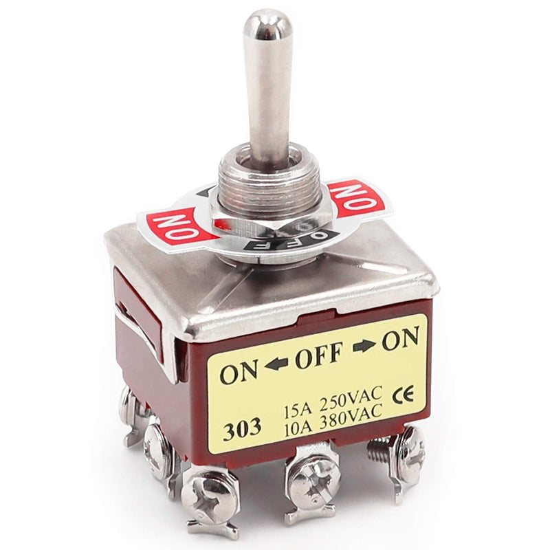 mxuteuk Heavy Duty Rocker Toggle Switch 3 Position 3PDT 9 Terminal ON ...