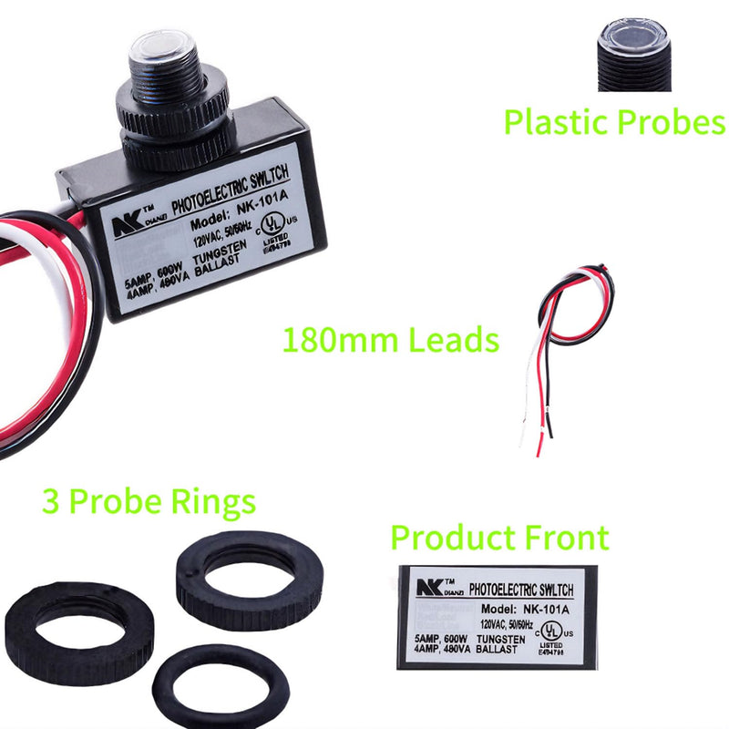 [Australia - AusPower] - AUTIDEFY 2-Pack 120VAC Light Control Sensor Switch, Outdoor Dusk to Dawn Photoelectric Light Sensor, Auto-on Off Hard-Wired Post Eye Light Control for Controlling All Kinds of LED Lamps. 
