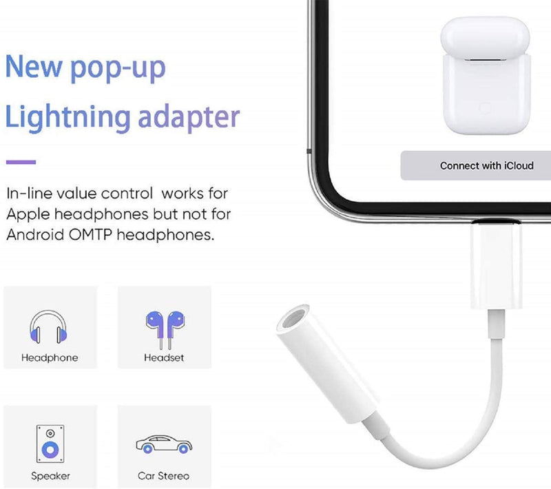 [Australia - AusPower] - [Apple MFi Certified] for Headphone Adapter for iPhone, 2 Pack Lightning to 3.5mm AUX Earphone Audio Stereo Compatible with iPhone 12/12 Pro/11/XS/XR/X/8 7 6/iPad/iPod, Support Calling & Music Control 