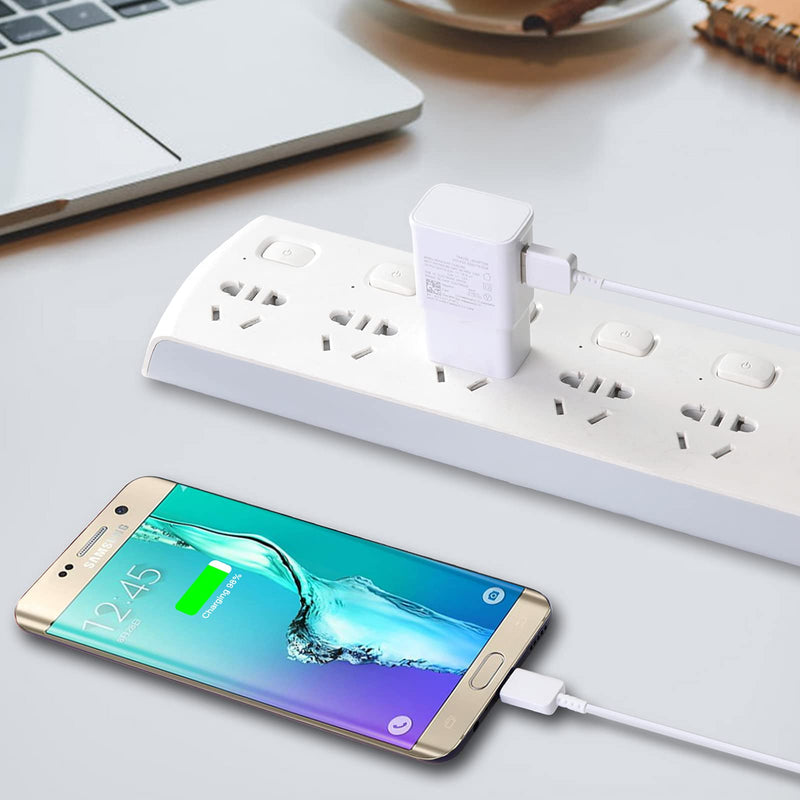 [Australia - AusPower] - Adaptive Fast Android Charging Wall Charger with 5-Feet Micro USB Cable for Samsung Galaxy S7/S7 E/S6/S6 E/S5/Note5/4 /S4/S3/S2/J7 J7V J5 J3 J3V J2, LG G2 G3 K20, Moto E4 E5 E6, Tablet (2 Pack, White) 