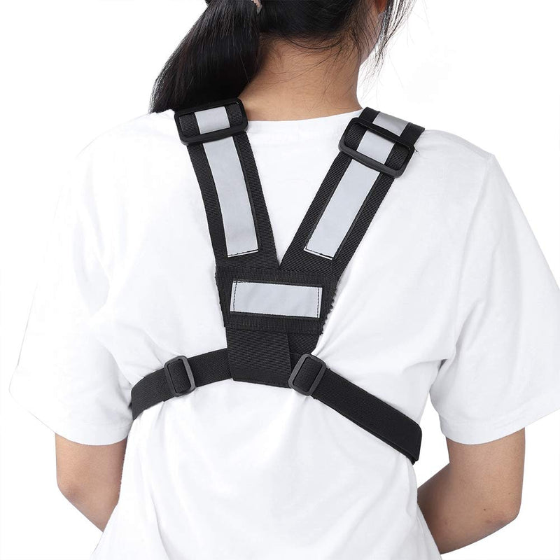 [Australia - AusPower] - Yellow Reflective Band Chest Harness Front Pack，Nylon Material Adjustable Shoulder Strap Chest Harness Front Pack for Police, Production Workshop,Construction Site 