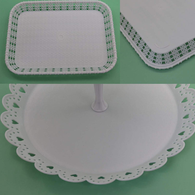 [Australia - AusPower] - 2 Pcs 3-Tier Cupcake Stand Fruit Plate Cakes for Wedding Home Birthday Tea Party Serving Platter(White) White 