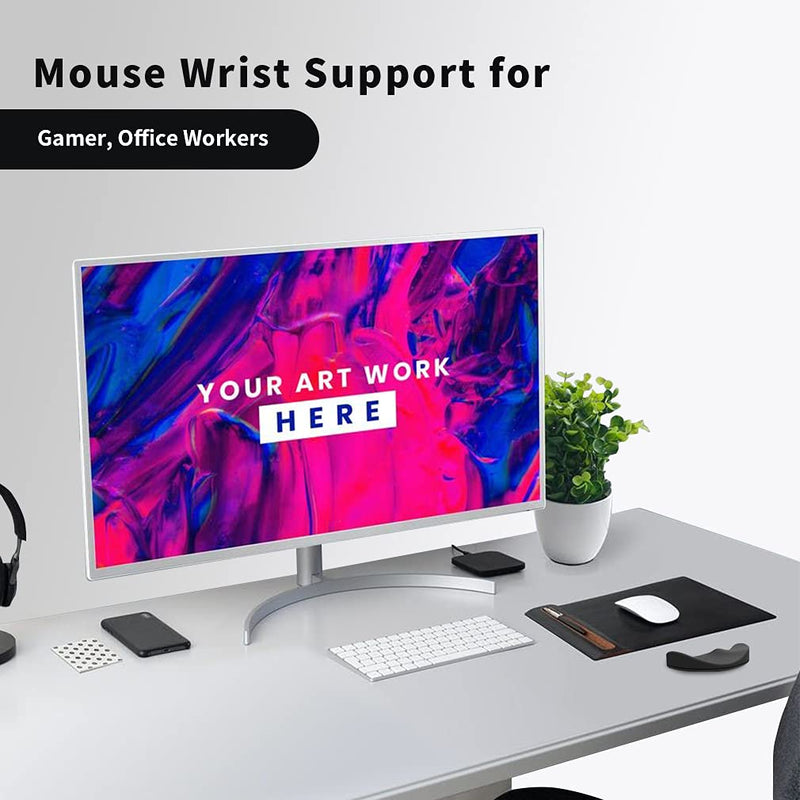 [Australia - AusPower] - Palm Rest Support Pad Mouse Wrist Rest Support for Office Computer Laptop Typing Pain Relief Black 
