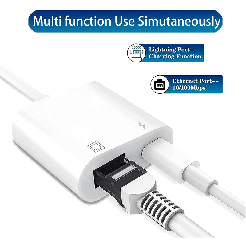 [Australia - AusPower] - [Apple MFi Certified] Lightning to RJ45 Ethernet Adapter, 2 in 1 Ethernet LAN Network Adapter with Charge Port Compatible with iPhone 14 13 12 11/iPad,100Mbps,Plug and Play, Support All iOS 