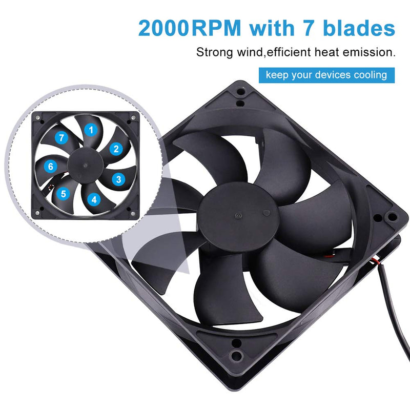[Australia - AusPower] - 2 Packs Wathai 120mm x 25mm 120mm 5V USB Fan for Receiver AV cabint Game Console PC Laptop TV Box Projector Router Cooling 