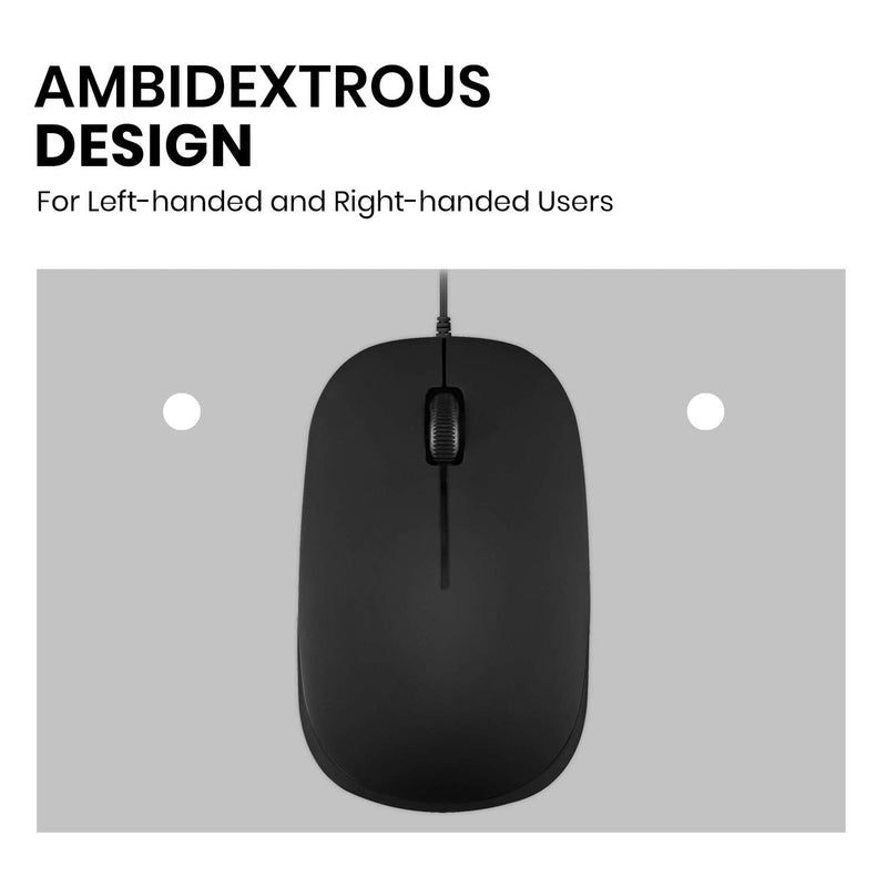 [Australia - AusPower] - Perixx PERIMICE-201 Wired USB Optical 3 Button Mouse with 800 DPI and Illuminated Wheel, Black USB Optical Mouse 