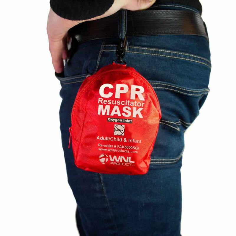 [Australia - AusPower] - WNL Products CPR Rescue Mask, Adult/Child & Infant Pocket Resuscitator, Soft Case Kit with Belt Clip 5 Pack 